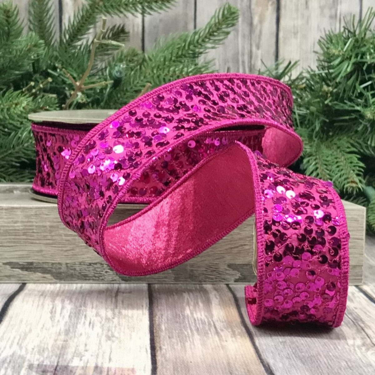 Magenta Pink Glitter Ribbon 1.5 Wide by the Yard 
