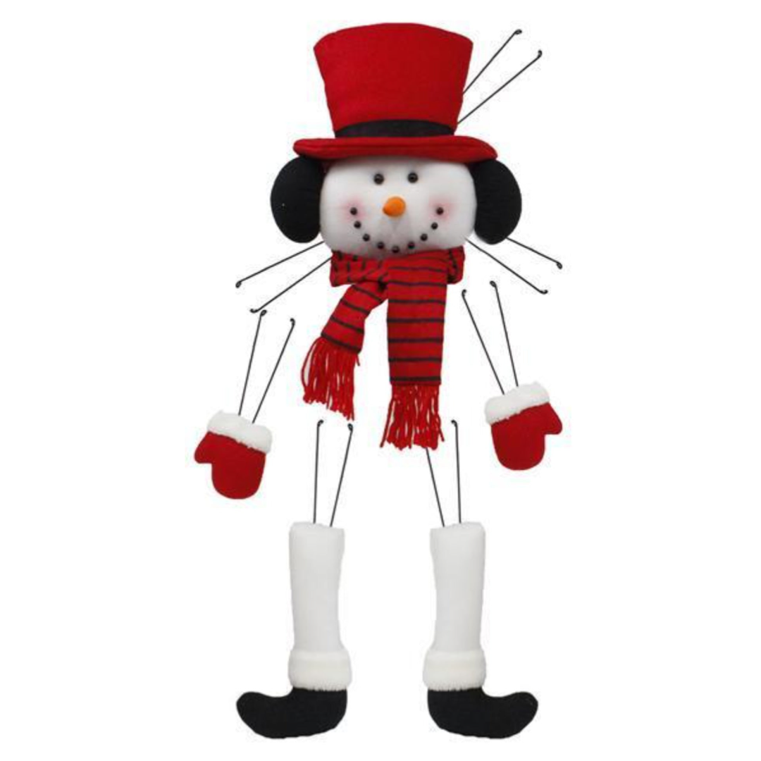 5 PC 31H Snowman Decor Kit Red/Black