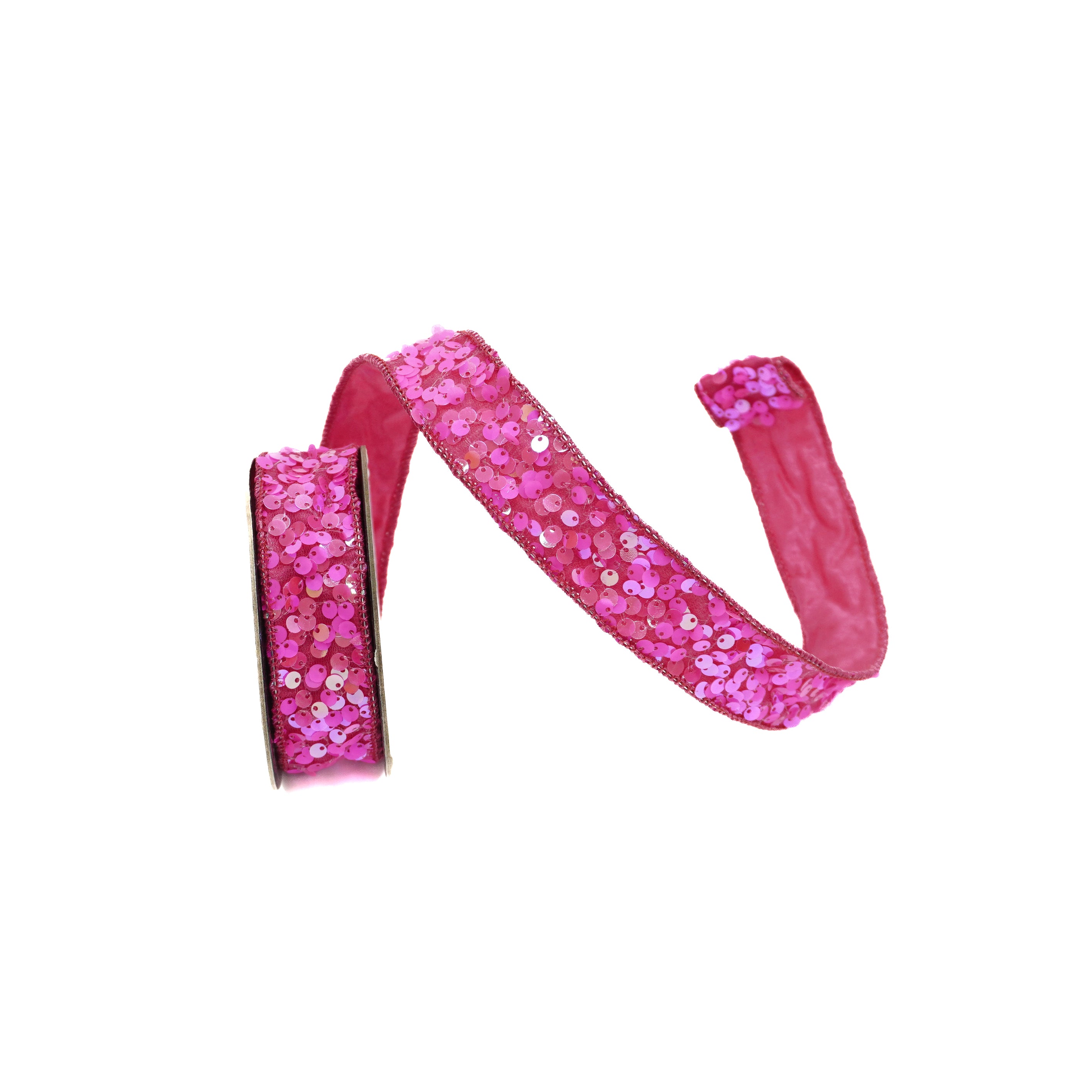Hot Pink Metallic Sequin Ribbon, 4 X 10YD